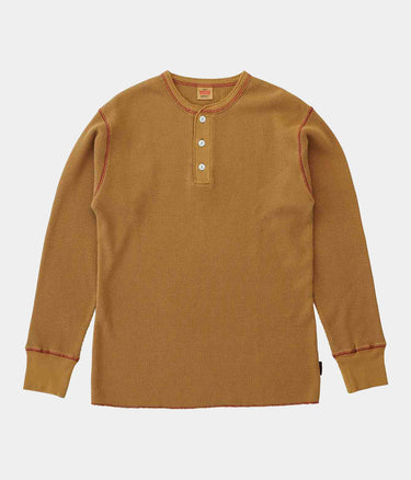 GRAMICCI HEALTHIKNIT WAFFLE HENLEY GUT5-F3006 CINNAMON PIGMENT DYED