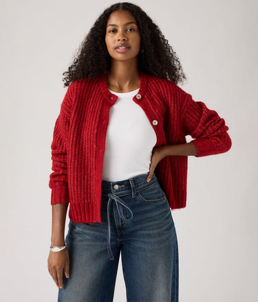LEVI'S WOMENS LUNA SHELL BUTTON CARDIGAN 0038F-0004 RHYTHMIC RED