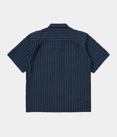 UNIVERSAL WORKS SS FATIGUE SHIRT CHESTER STRIPE P34050 NAVY