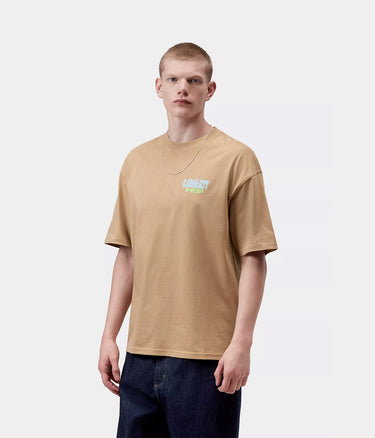 CARHARTT WIP LUGGAGE LABEL T-SHIRT I036892 DUSTY HAMILTON BROWN