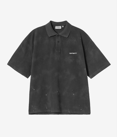 CARHARTT WIP PAINTER POLO I036856 BLACK DESTROY WASH SPLATTER