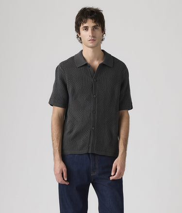 LEVI'S SWEATER CAMP SHIRT 0013G-0004 DARK PHANTOM CROCHET POINTELLE