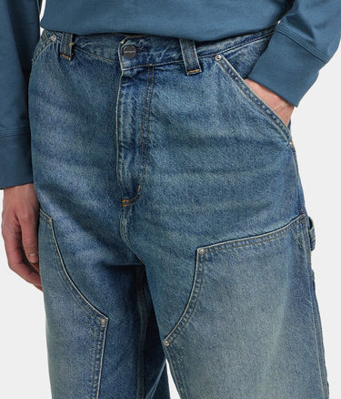 CARHARTT WIP DOUBLE KNEE PANT I036273 BLUE GRIND WASH