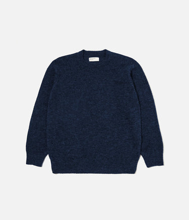 UNIVERSAL WORKS LYON CREW SWEATER 33457 ALPACA KNIT NAVY