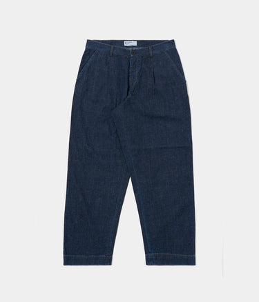 UNIVERSAL WORKS DUKE PANT 34131 KAIHARA LEICHTER DENIM INDIGO - Shoelosophy