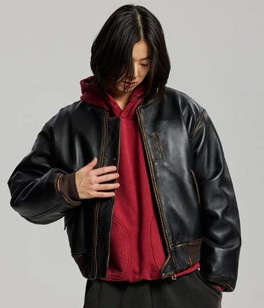 FRIZMWORKS LAMBSKIN FLIGHT JACKET WASHED BROWN