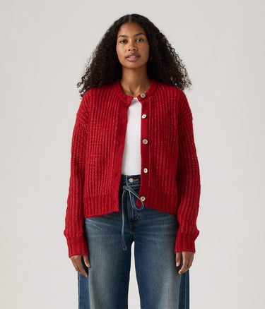 LEVI'S WOMENS LUNA SHELL BUTTON CARDIGAN 0038F-0004 RHYTHMIC RED