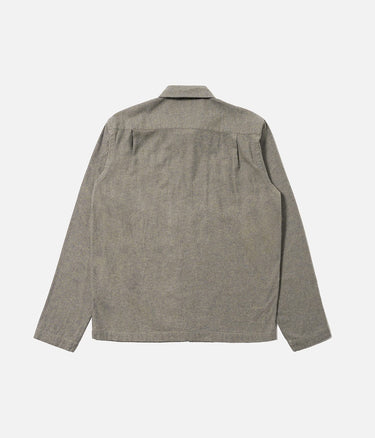 UNIVERSAL WORKS BRUSHED FLANNEL ZIP SHIRT 33561 BROWN HEATHER