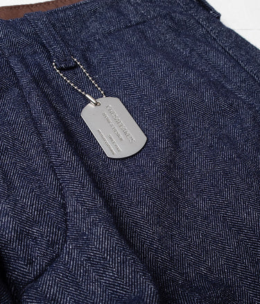 CHESAPEAKE'S WOOL HBT OFFICER CHINO INDIGO HERRINGBONE