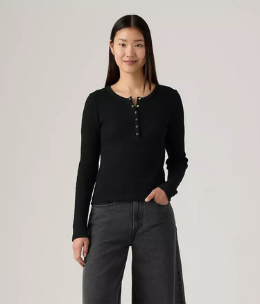 LEVI'S WOMENS DRY GOODS HENLEY WAFFLE 003PY-0001 ANTHRACITE NIGHT