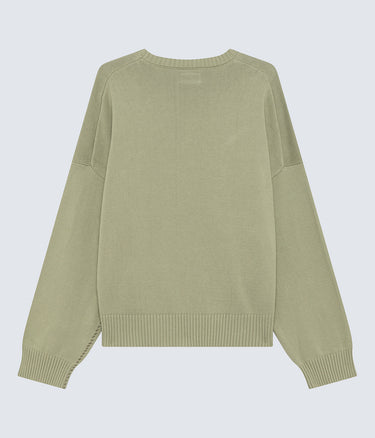 AMISH SUPPLIES CRE NECK FRAY PULLOVER SAGE MOSS GREEN