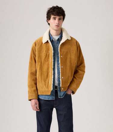 LEVI'S WESTERN SUEDE SHERPA TRUCKER JACKET EVENING SUN